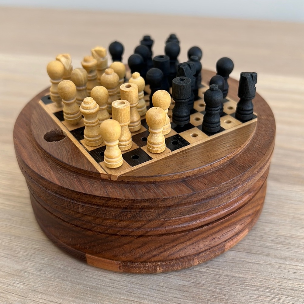 Bombay Company Miniature Wooden Travel Chess Set